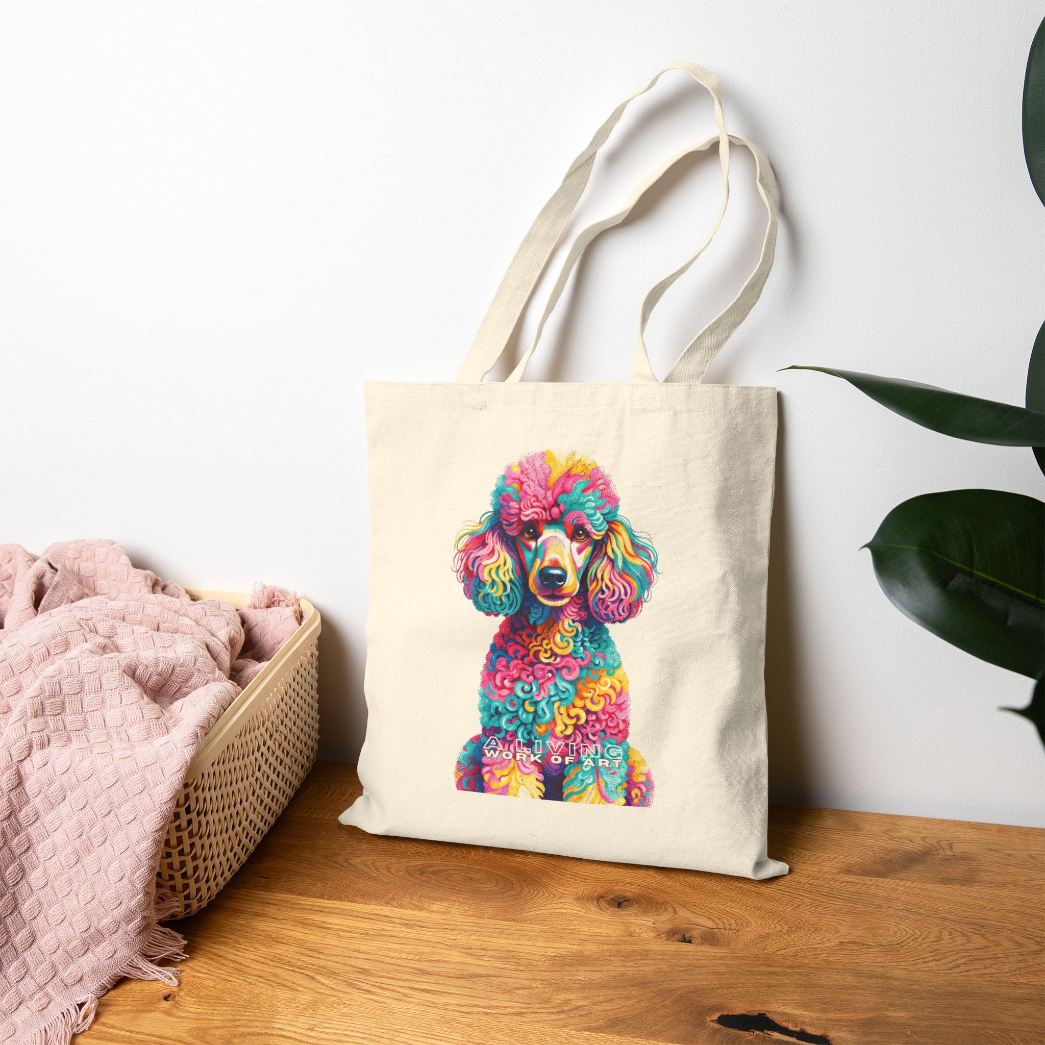 Poodle Tote Bag | Living Work of Art Collection | Pointillism Style
