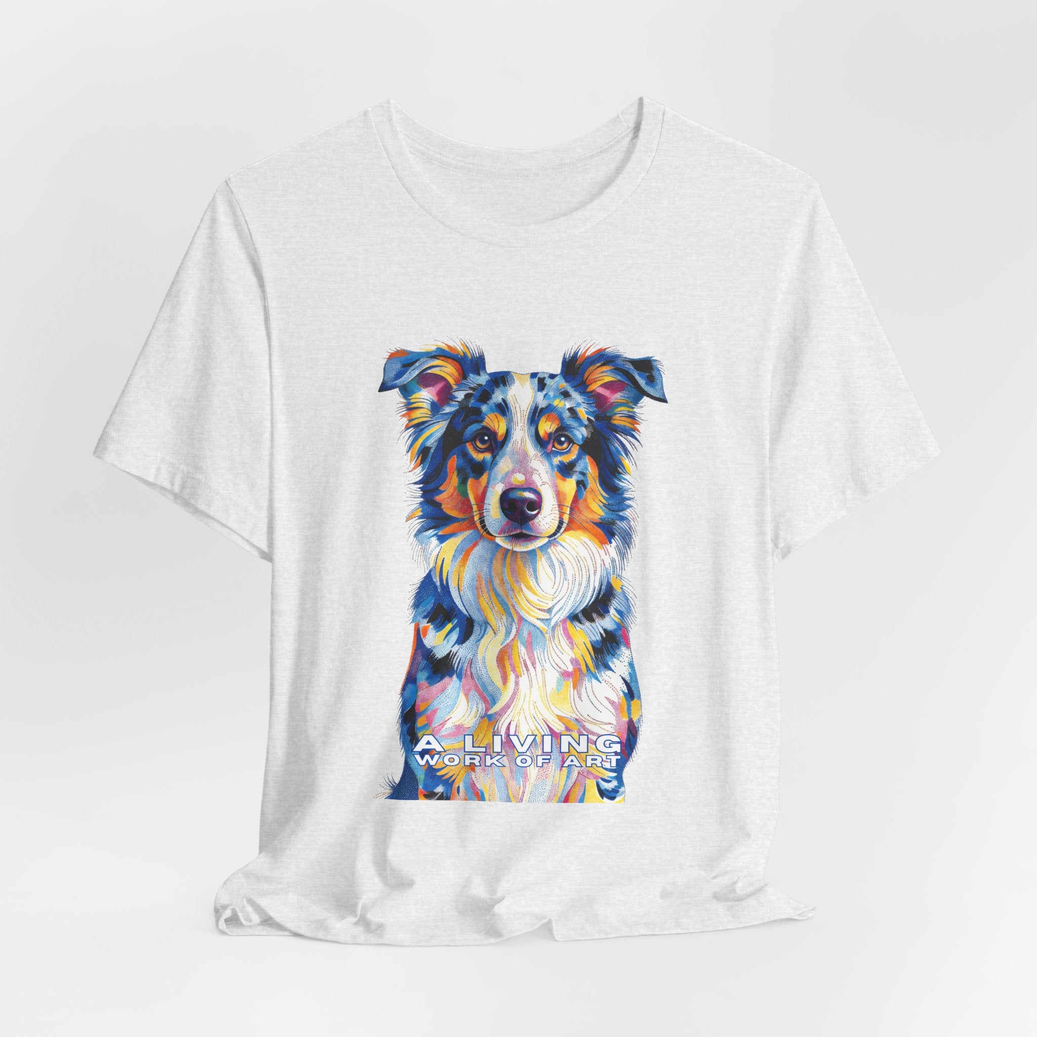 Australian Shepherd T Shirt | Living Work of Art Collection | Pointillism Style