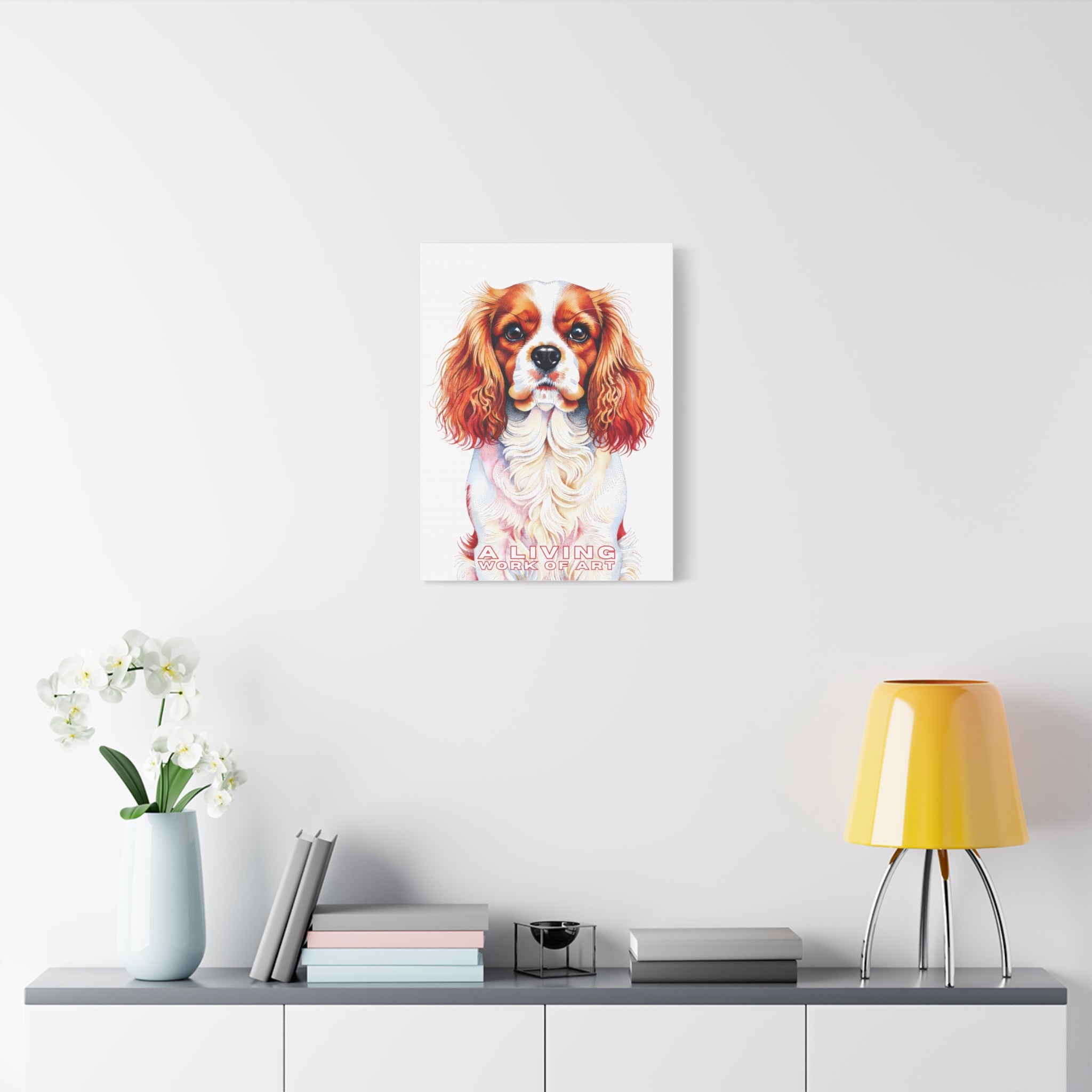 Cavalier King Charles Spaniel Canvas Wall Art | Living Work of Art Collection | Pointillism Style Print