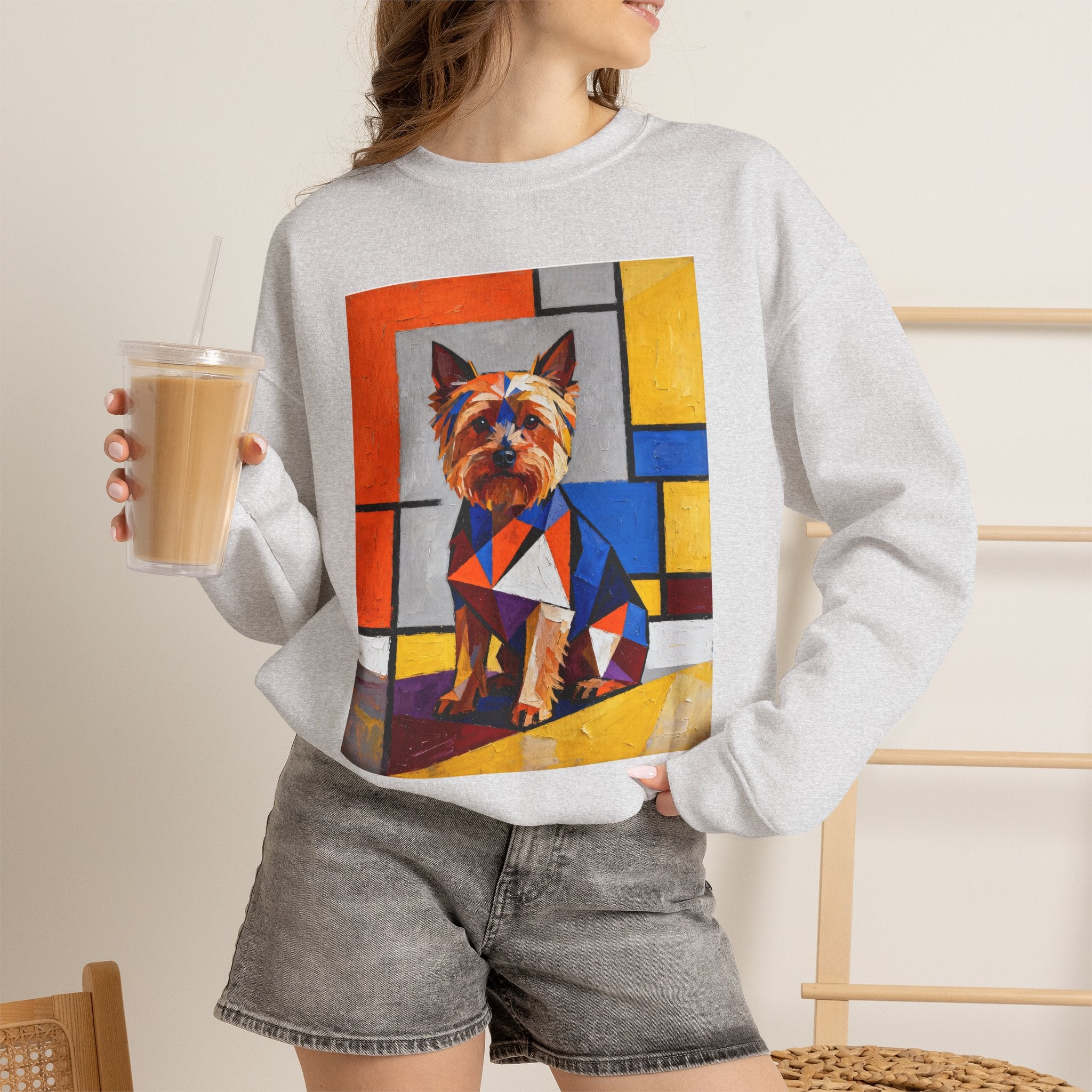 Yorkshire Terrier Sweatshirt | Living Work of Art Collection | Cubist Style