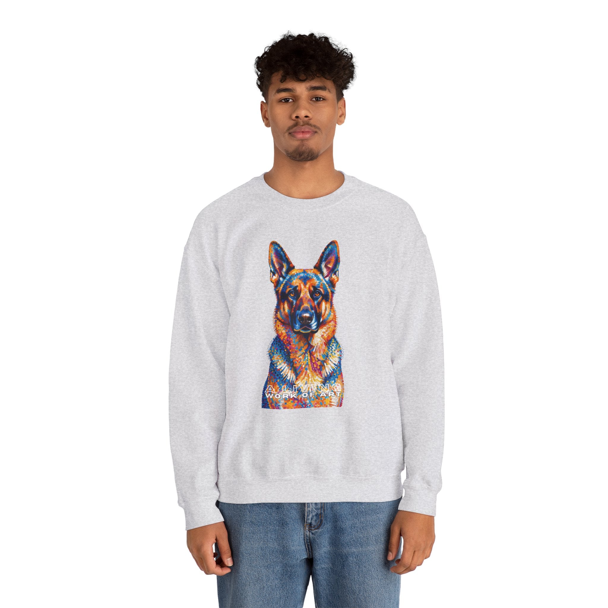 German Shepherd Sweatshirt | Living Work of Art Collection | Pointillism Style