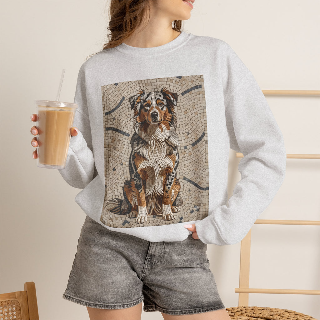 Australian Shepherd Sweatshirt | Living Work of Art Collection | Mosaic Style