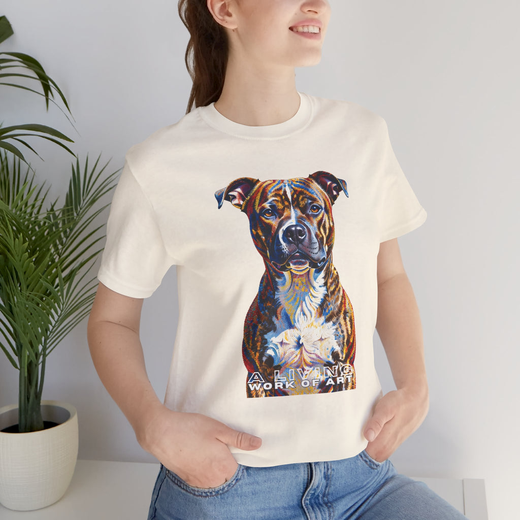 Staffordshire Bull Terrier T Shirt | Living Work of Art Collection | Pointillism Style