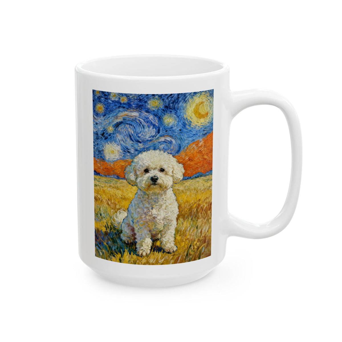 Bichon Frise in a Field Coffee Mug - Van Gogh Style | Living Work of Art Collection