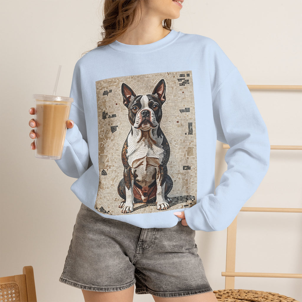 Boston Terrier Sweatshirt | Living Work of Art Collection | Mosaic Style
