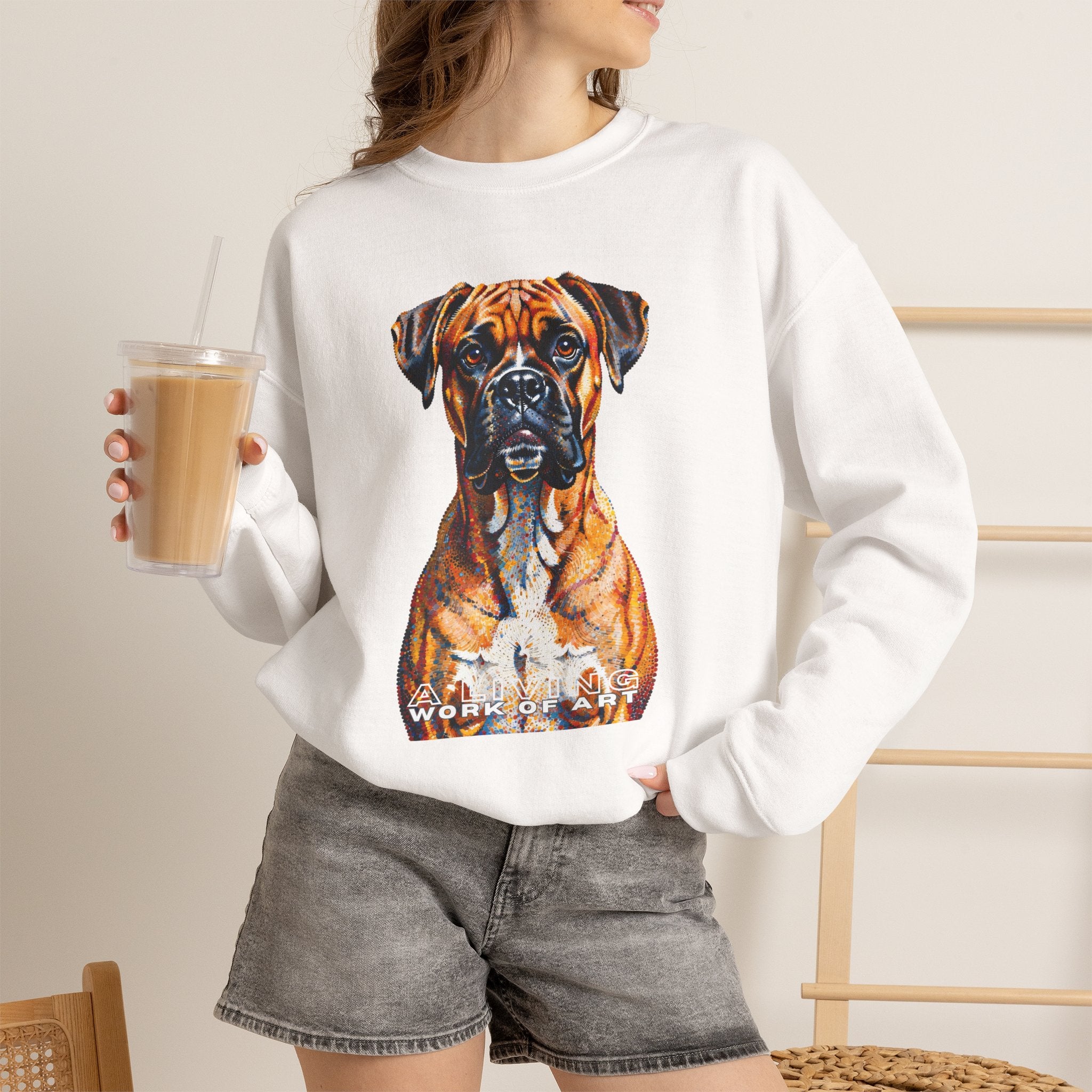 Boxer Sweatshirt | Living Work of Art Collection | Pointillism Style