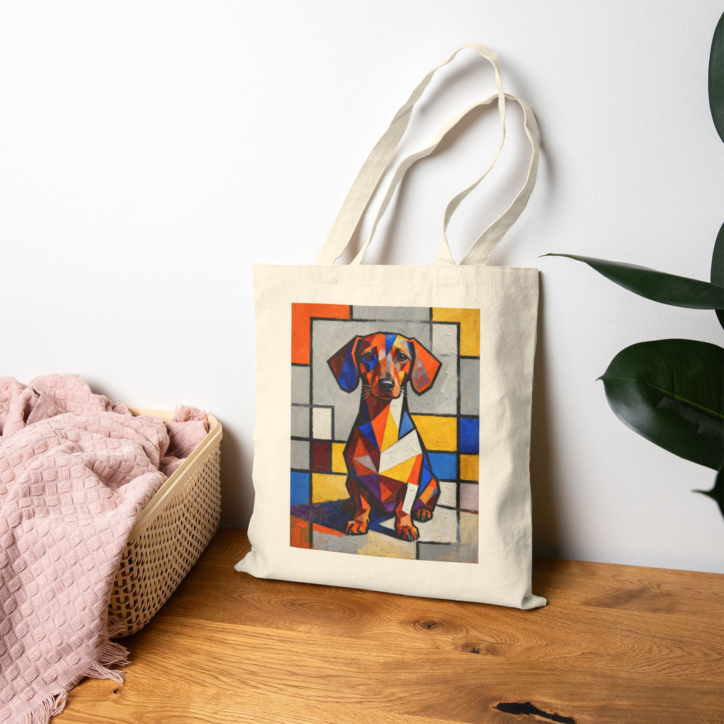 Dachshund Tote Bag | Living Work of Art Collection | Cubist Style