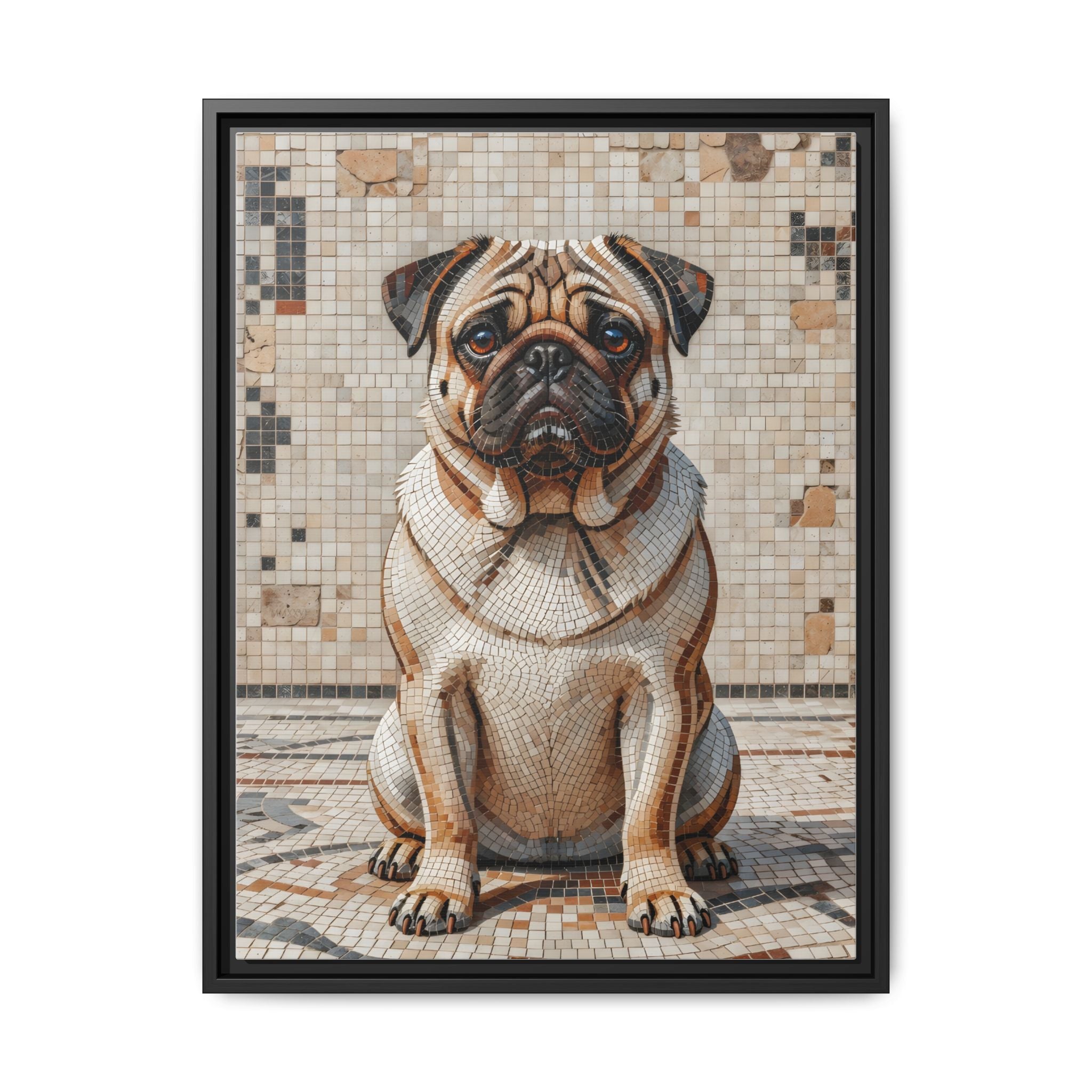 Pug Canvas Wall Art | Living Work of Art Collection | Mosaic Style Print
