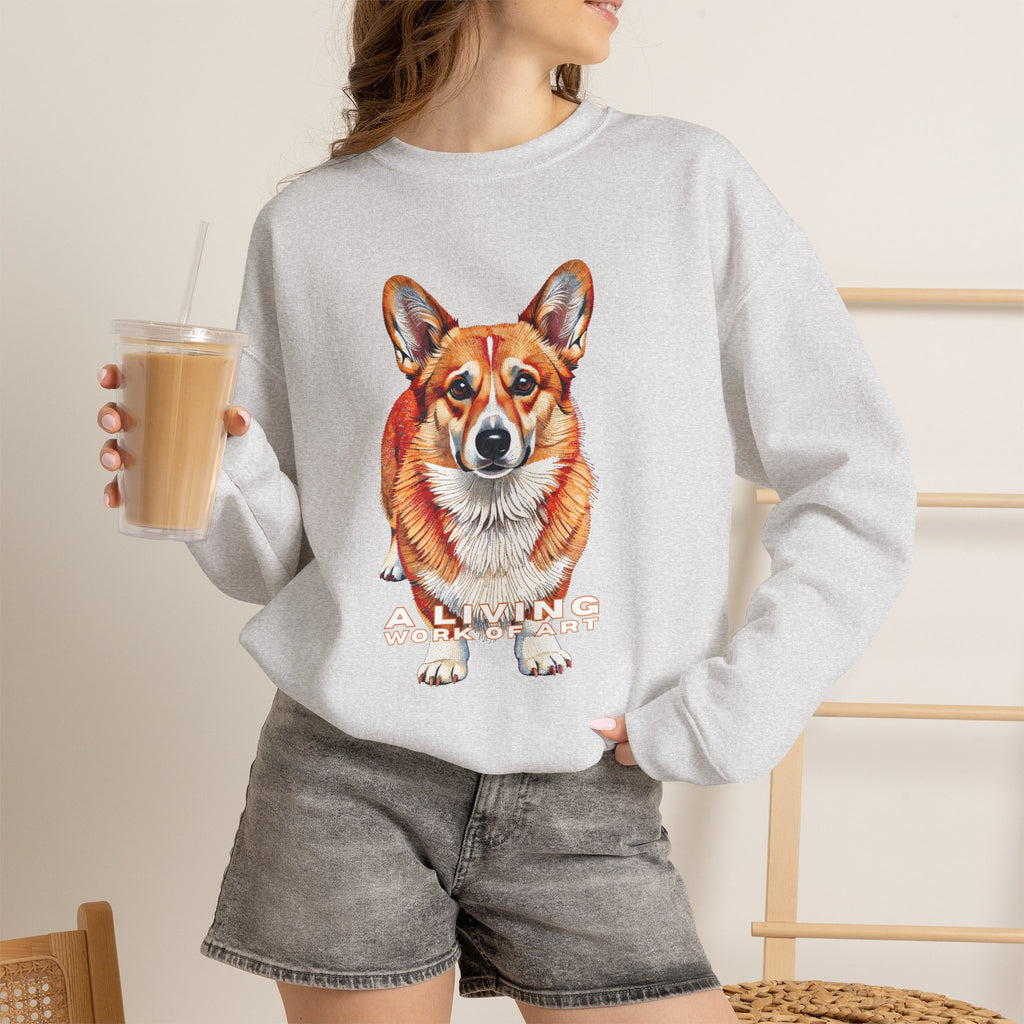 Corgi Sweatshirt | Living Work of Art Collection | Pointillism Style