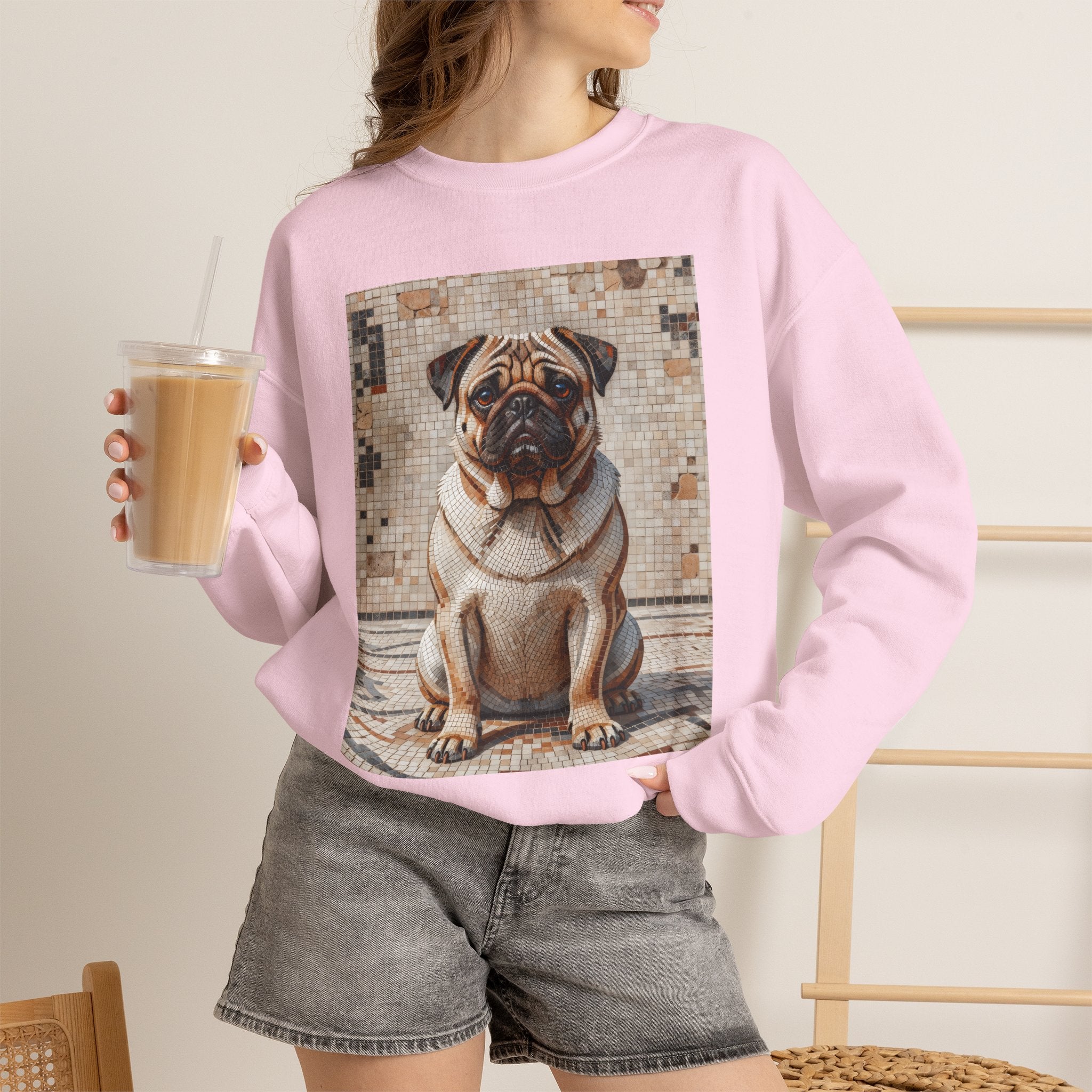 Pug Sweatshirt | Living Work of Art Collection | Mosaic Style