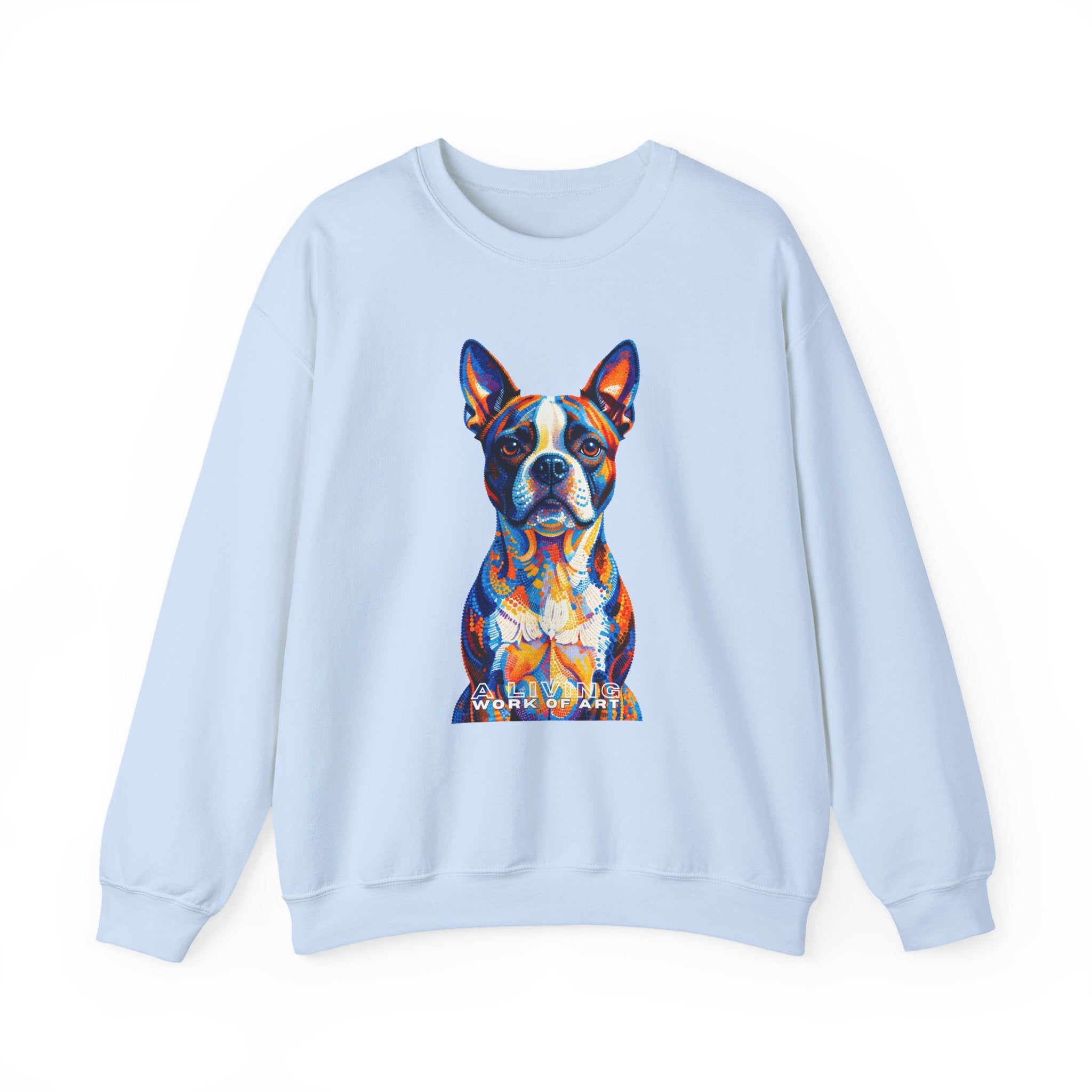 Boston Terrier Sweatshirt | Living Work of Art Collection | Pointillism Style