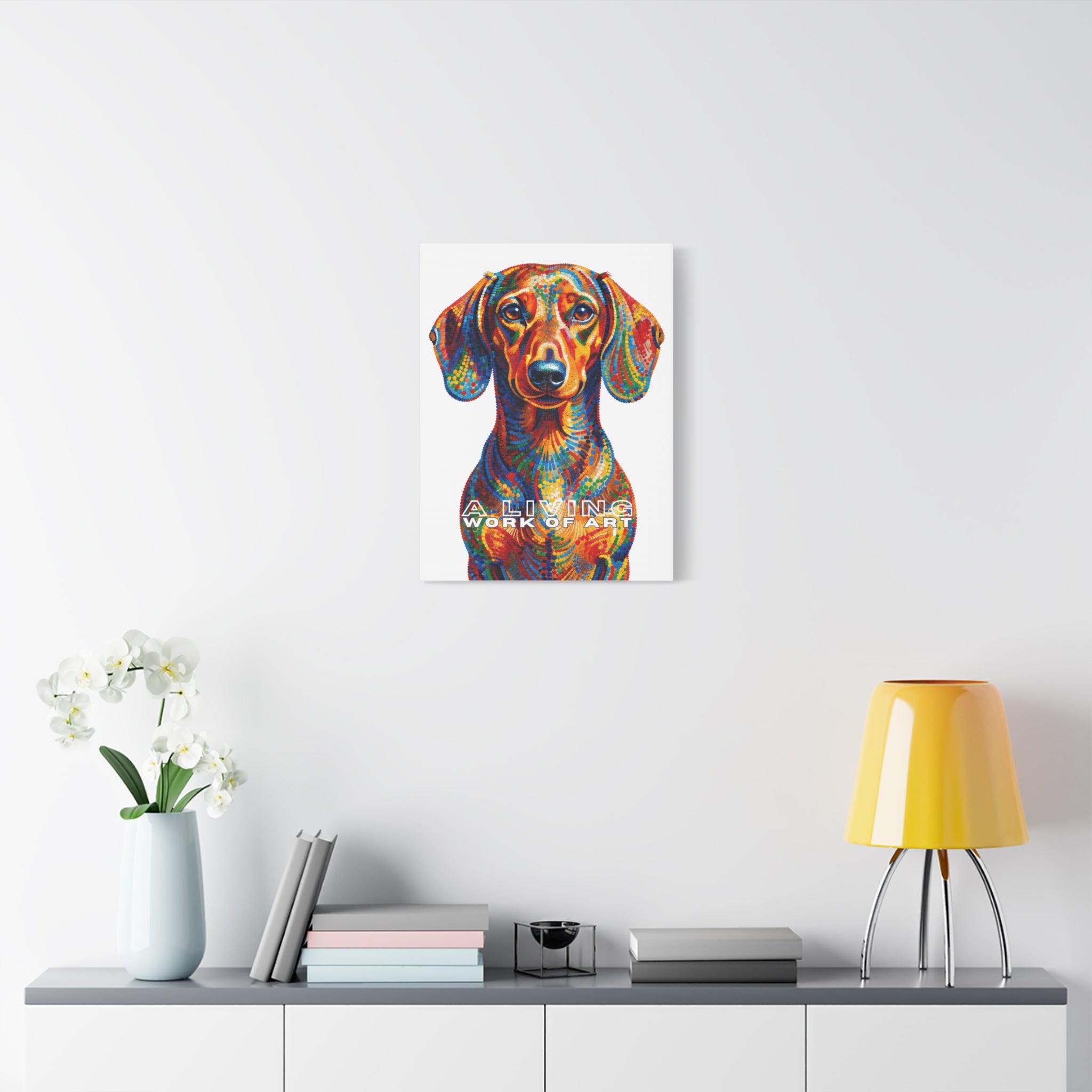 Dachshund Canvas Wall Art | Living Work of Art Collection | Pointillism Style Print