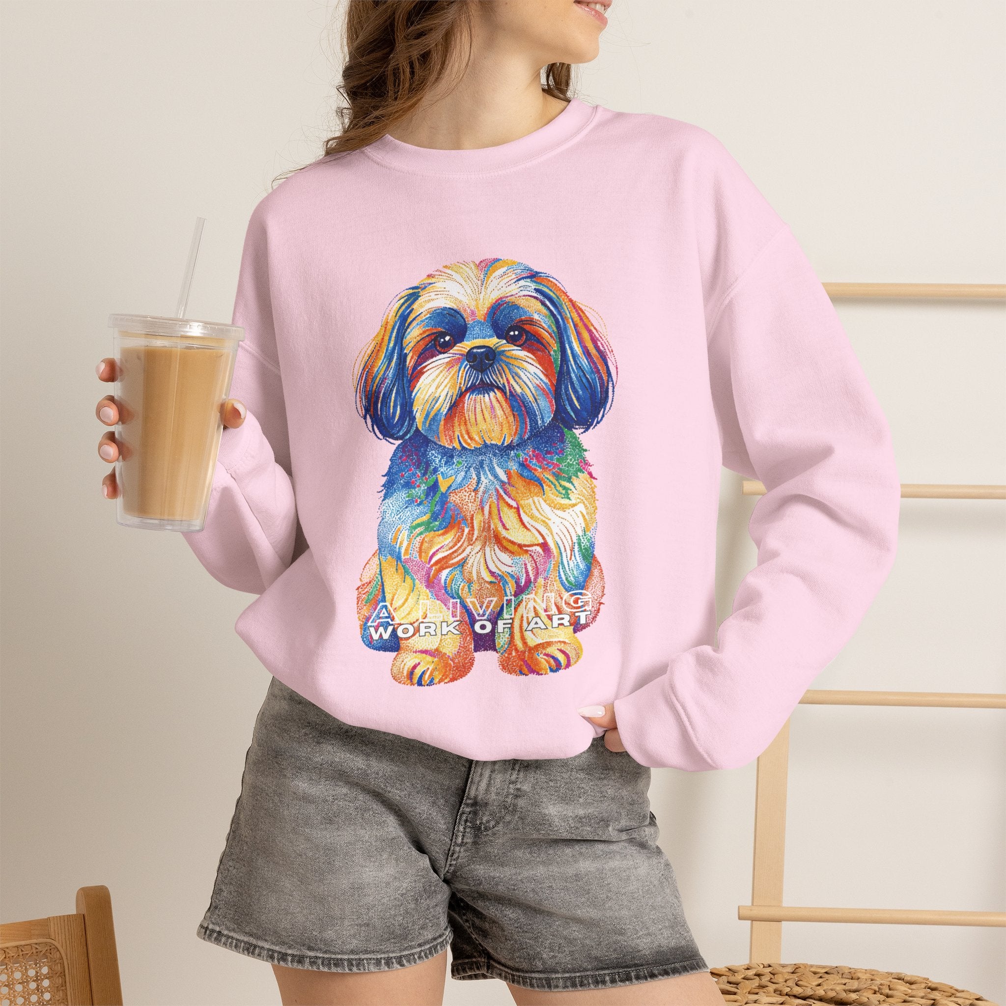Shih Tzu Sweatshirt | Living Work of Art Collection | Pointillism Style