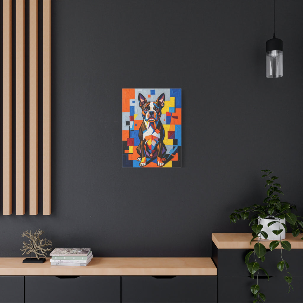 Boston Terrier Canvas Wall Art | Living Work of Art Collection | Cubist Style Print