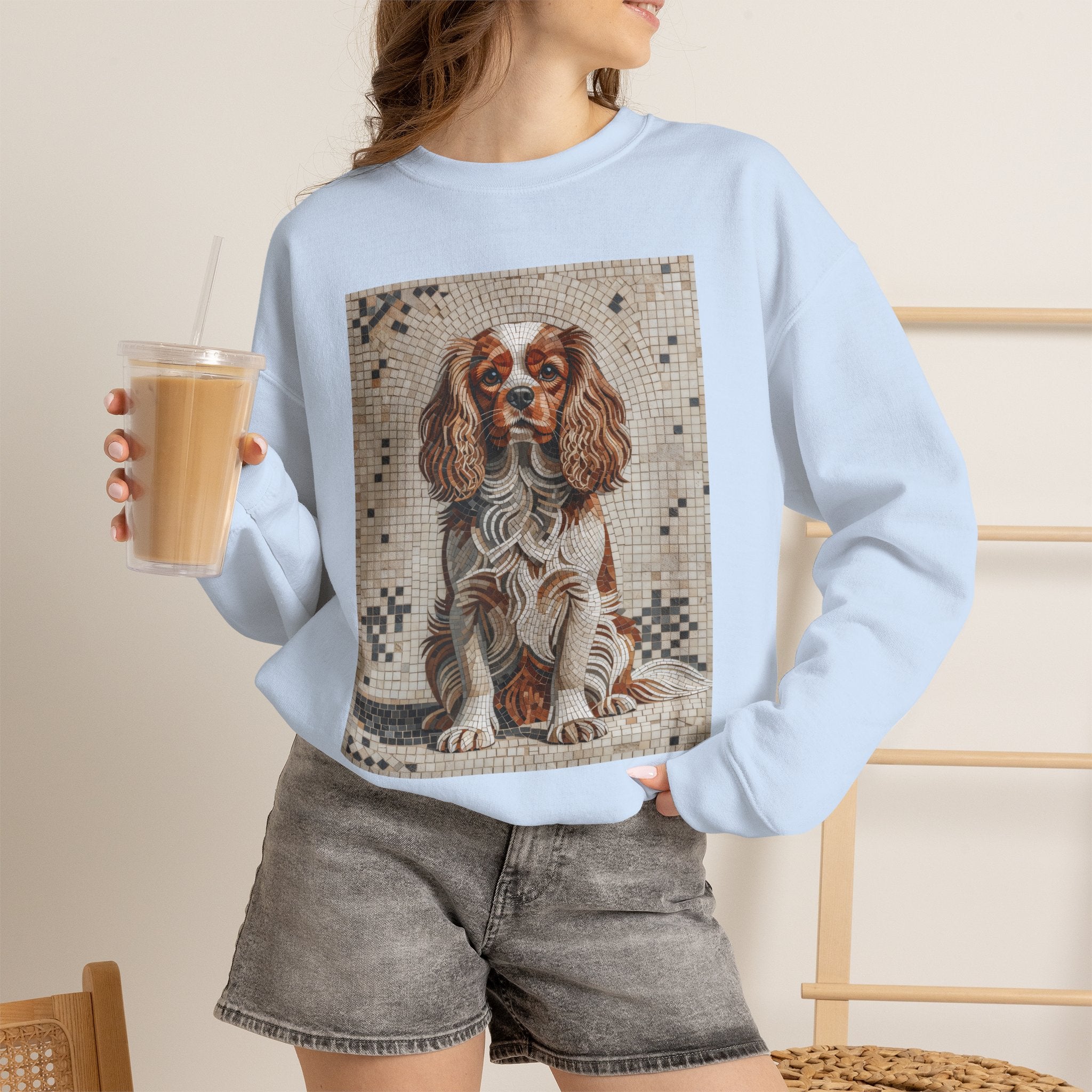 Cavalier King Charles Spaniel Sweatshirt | Living Work of Art Collection | Mosaic Style