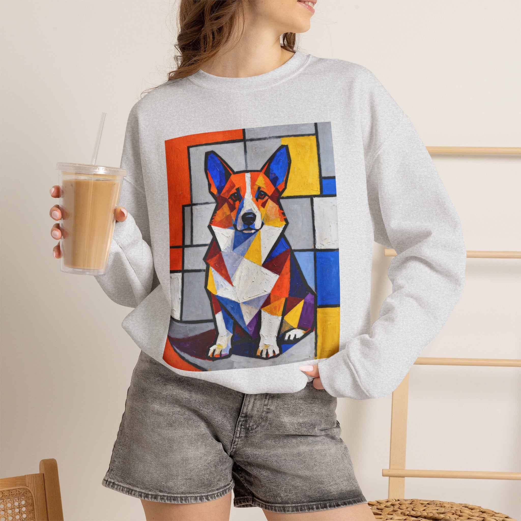 Corgi Sweatshirt | Living Work of Art Collection | Cubist Style