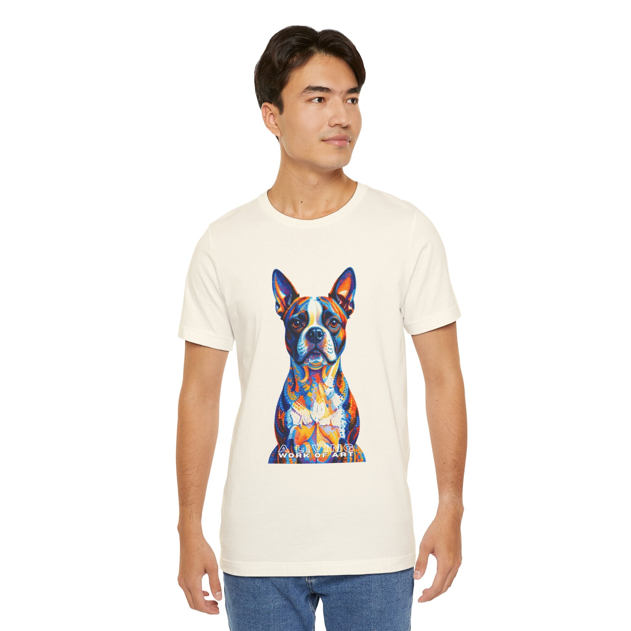Boston Terrier T Shirt | Living Work of Art Collection | Pointillism Style