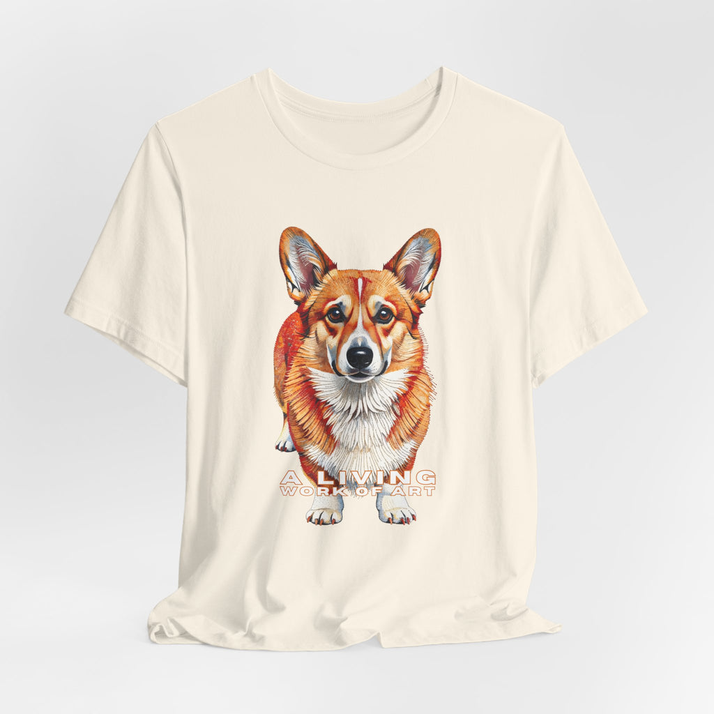 Corgi T Shirt | Living Work of Art Collection | Pointillism Style