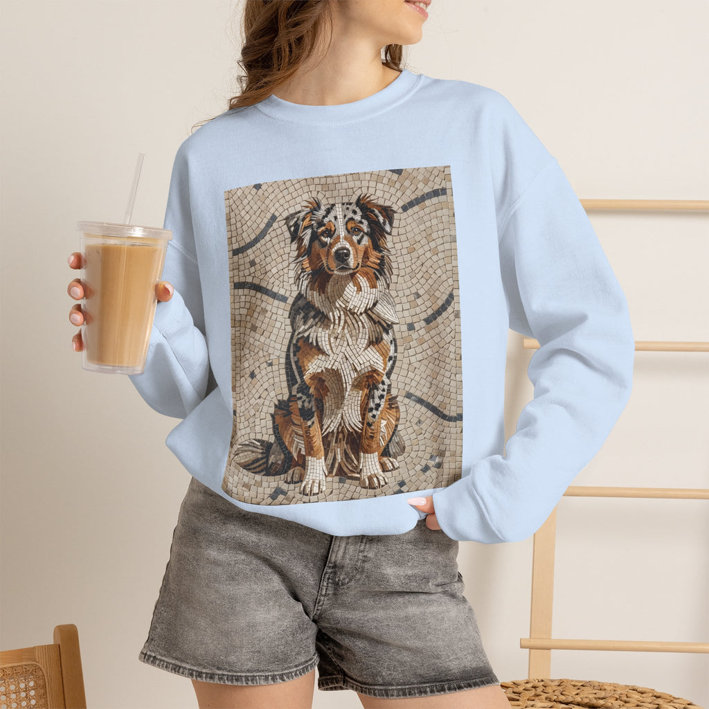 Australian Shepherd Sweatshirt | Living Work of Art Collection | Mosaic Style