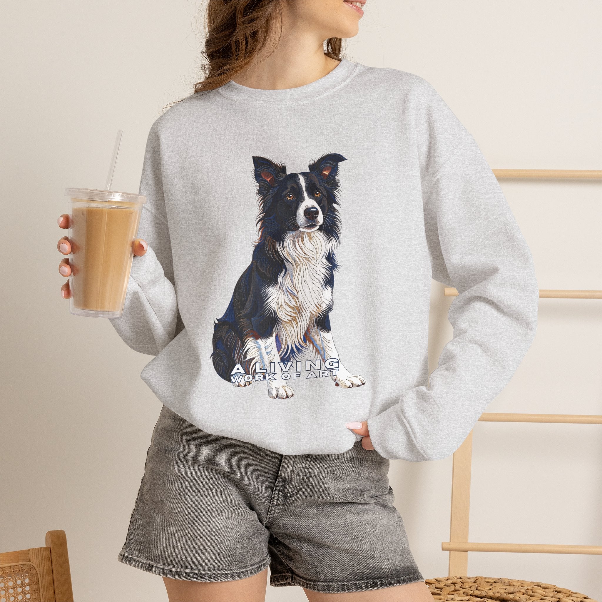Border Collie Sweatshirt | Living Work of Art Collection | Pointillism Style