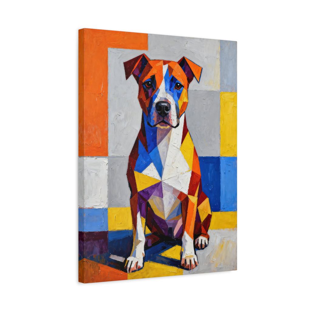 Staffordshire Bull Terrier Canvas Wall Art | Living Work of Art Collection | Cubist Style Print