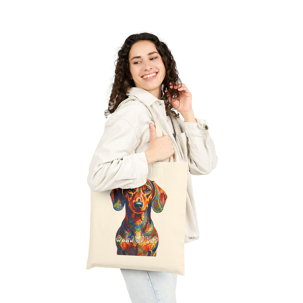 Dachshund Tote Bag | Living Work of Art Collection | Pointillism Style