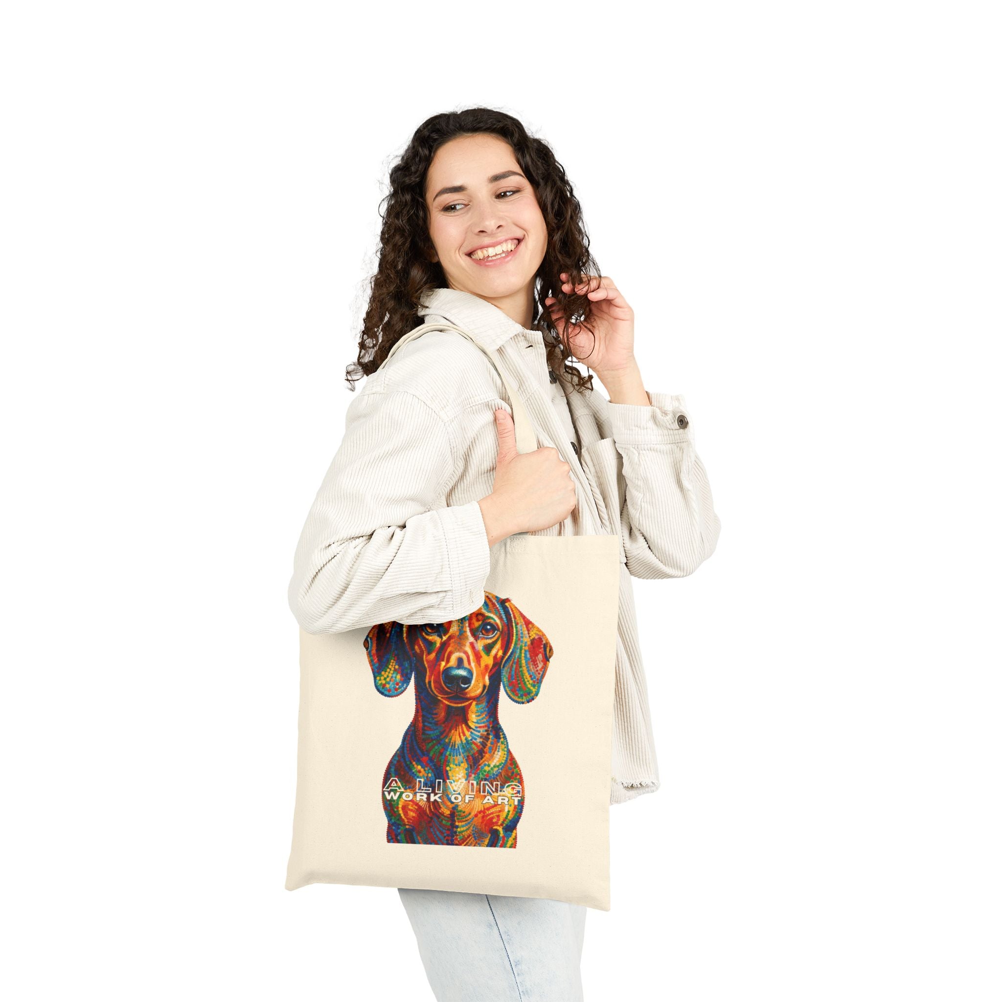 Dachshund Tote Bag | Living Work of Art Collection | Pointillism Style