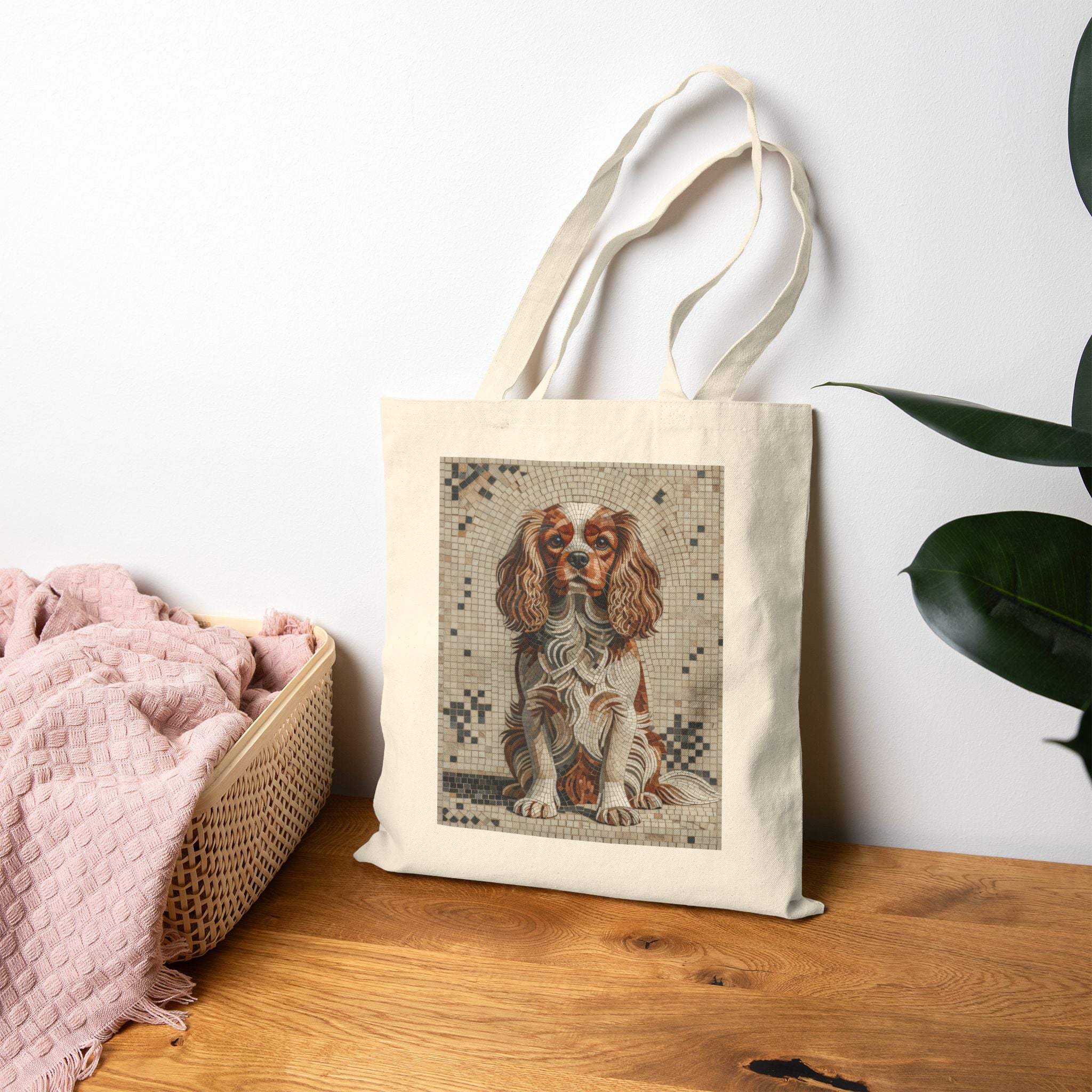 Cavalier King Charles Spaniel Tote Bag | Living Work of Art Collection | Mosaic Style
