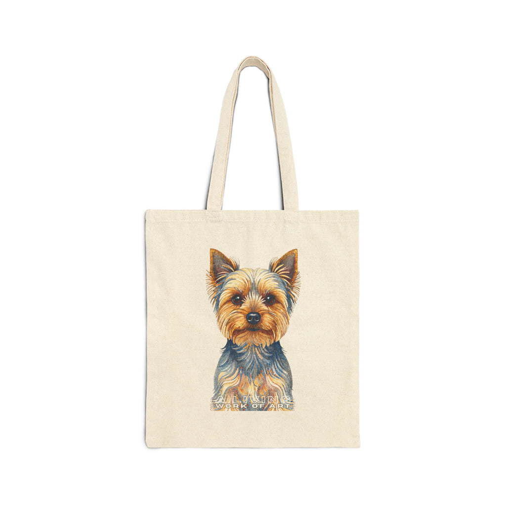 Yorkshire Terrier Canvas Tote Bag | Living Work of Art Collection | Pointillism Style