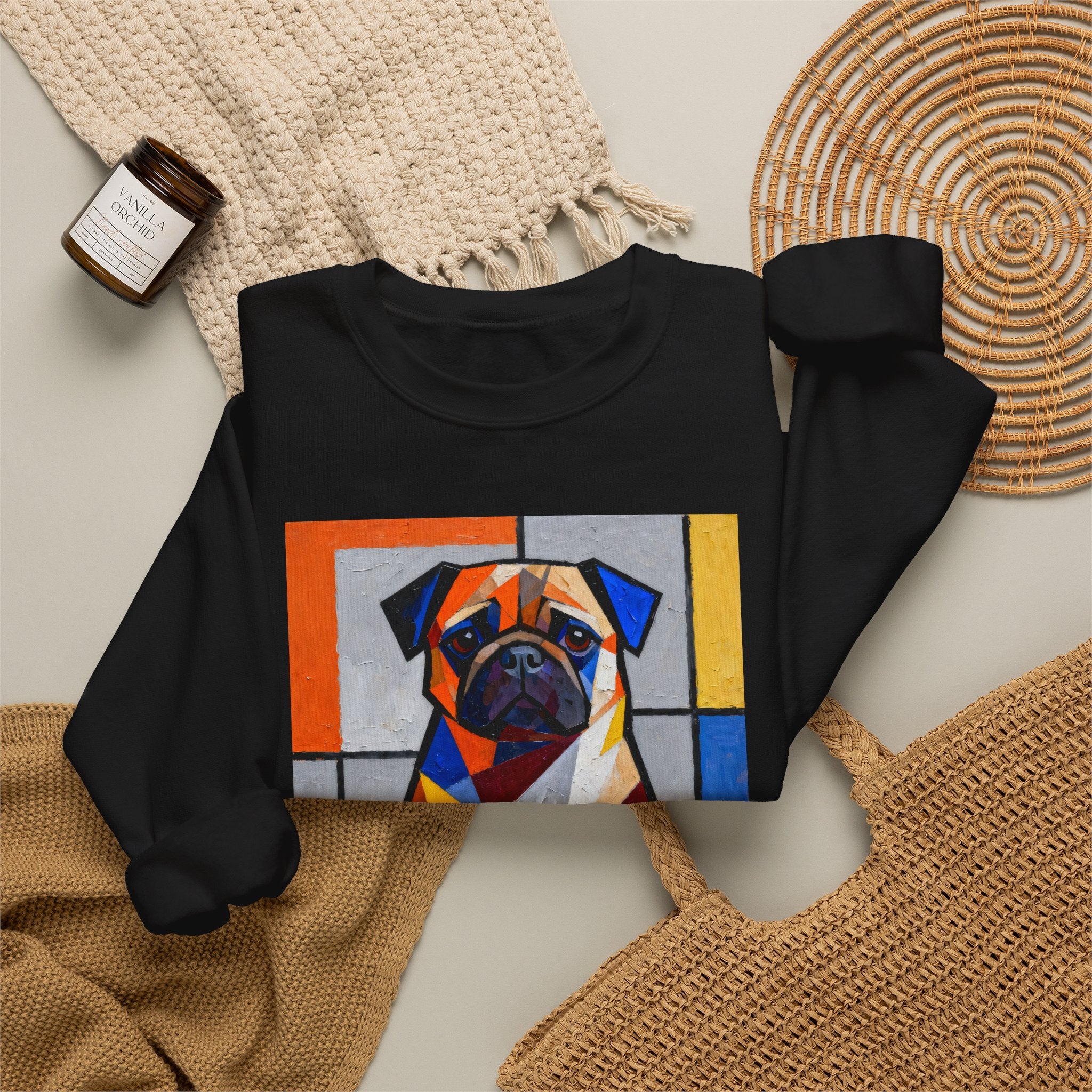 Pug Sweatshirt | Living Work of Art Collection | Cubist Style