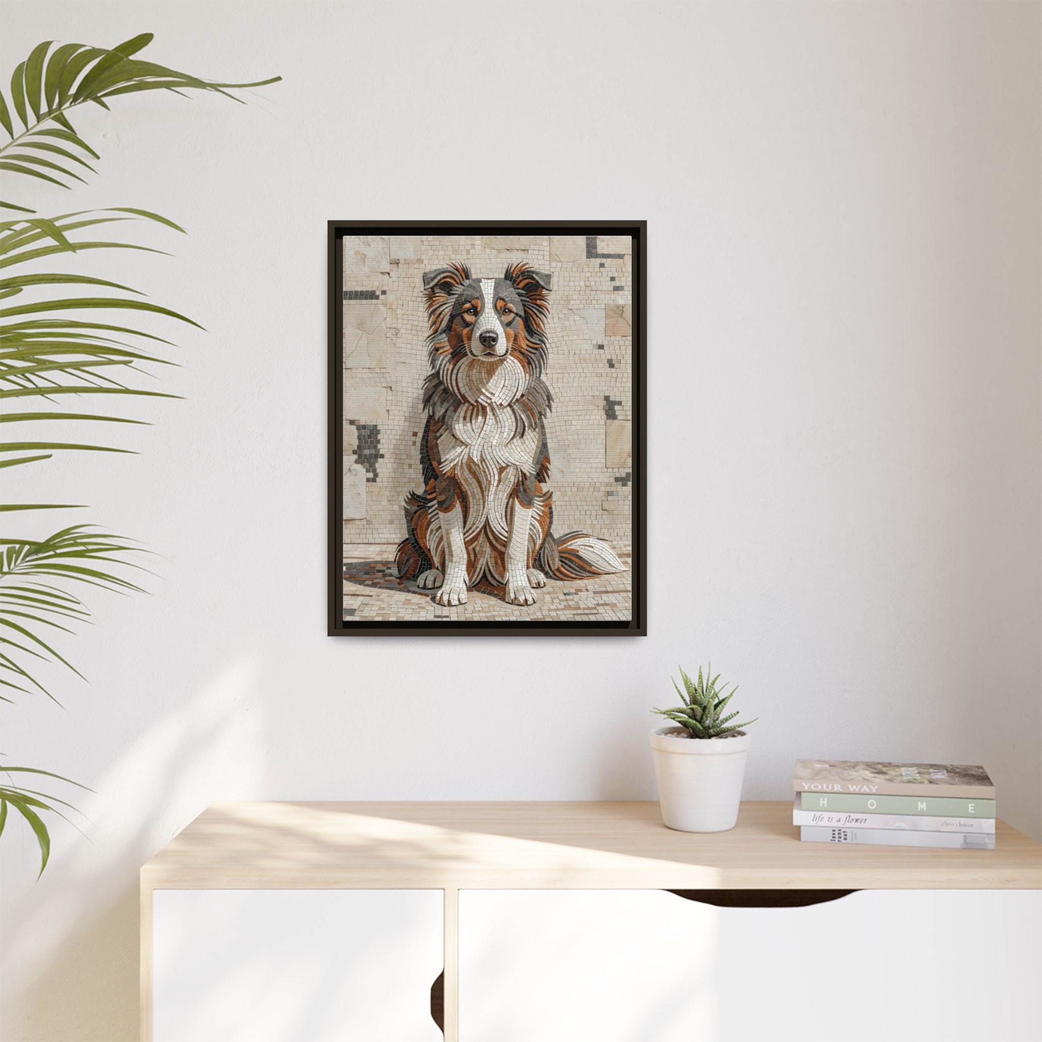 Border Collie Canvas Wall Art | Living Work of Art Collection | Mosaic Style Print