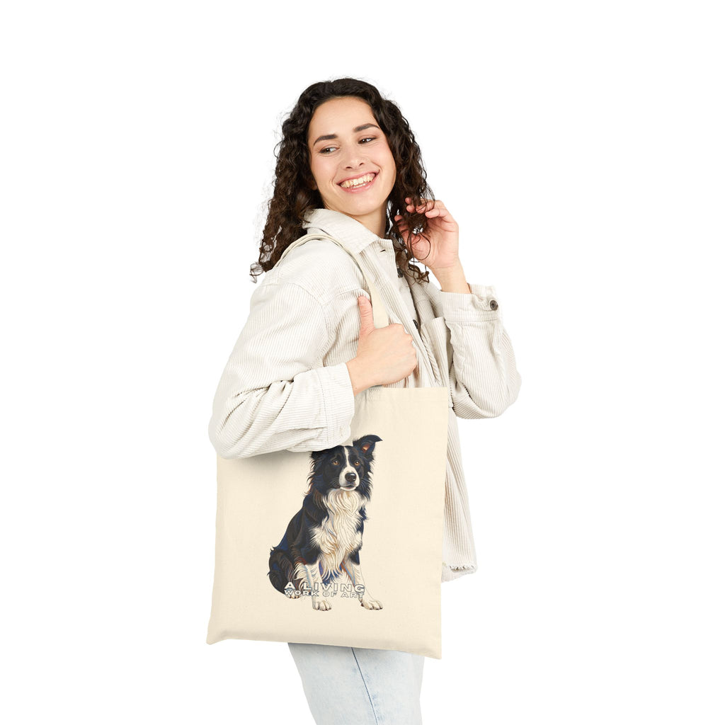 Border Collie Tote Bag | Living Work of Art Collection | Pointillism Style