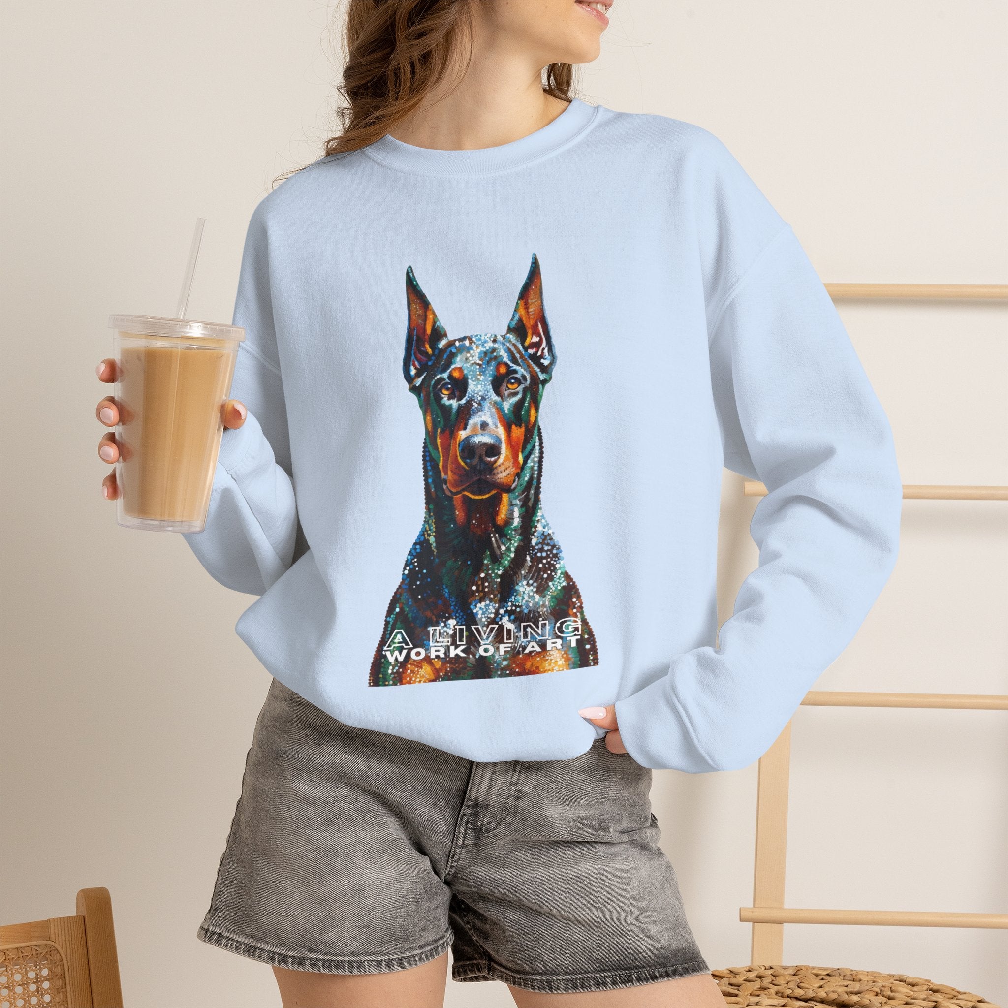 Doberman Pinscher Sweatshirt | Living Work of Art Collection | Pointillism Style