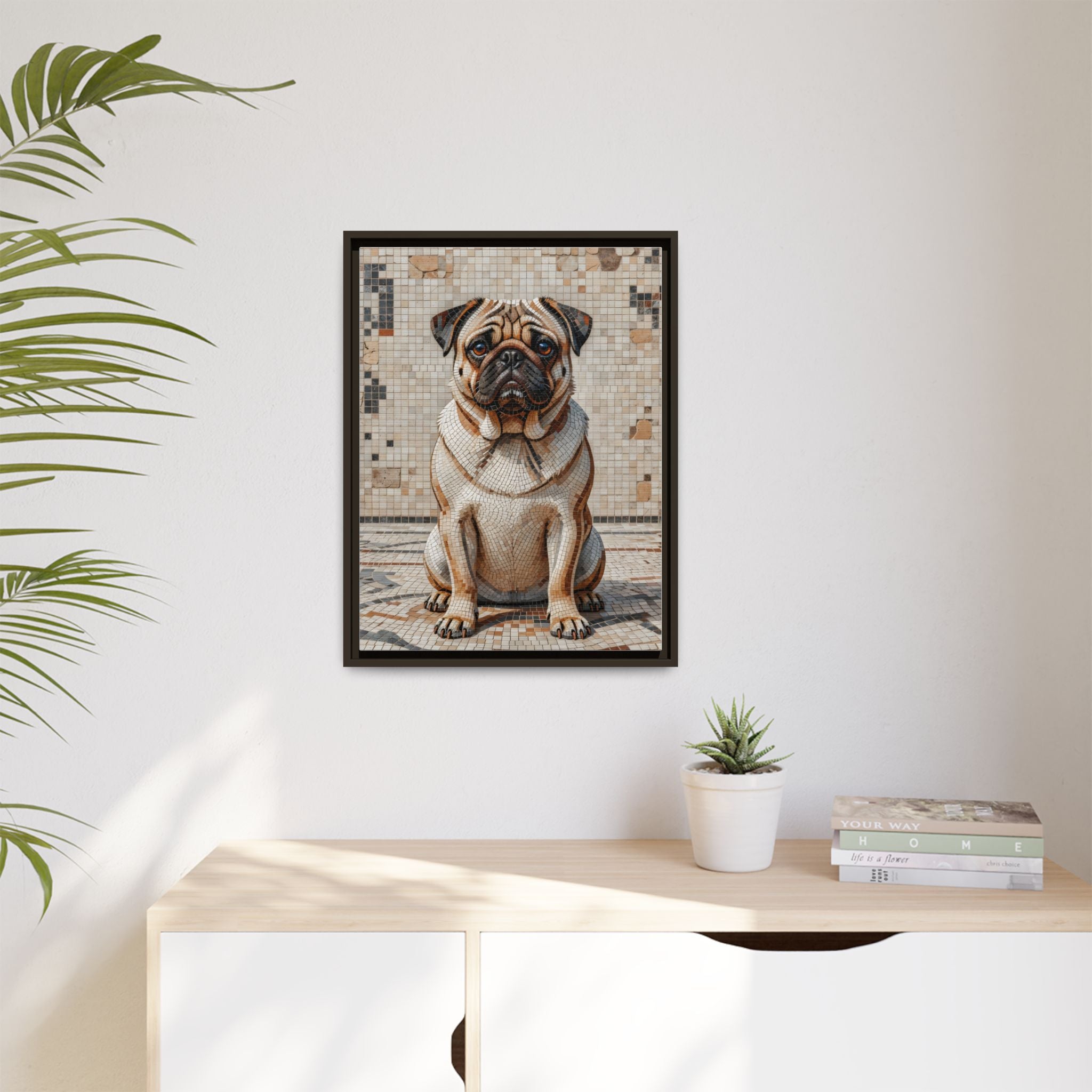 Pug Canvas Wall Art | Living Work of Art Collection | Mosaic Style Print