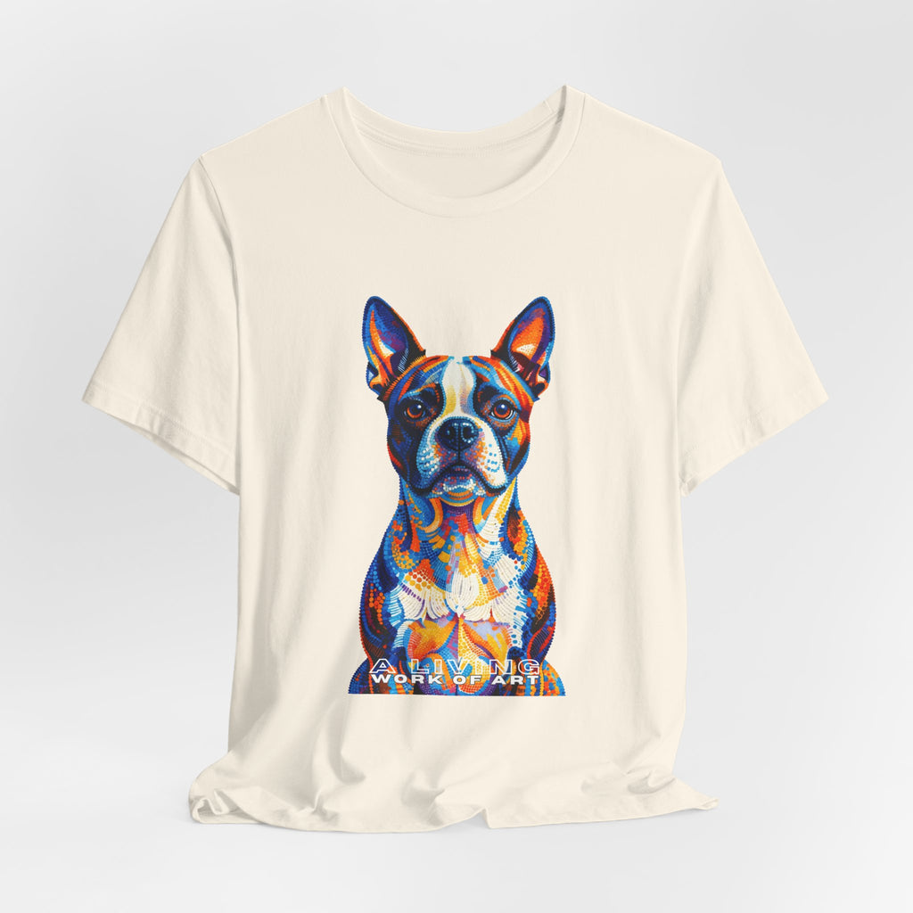 Boston Terrier T Shirt | Living Work of Art Collection | Pointillism Style