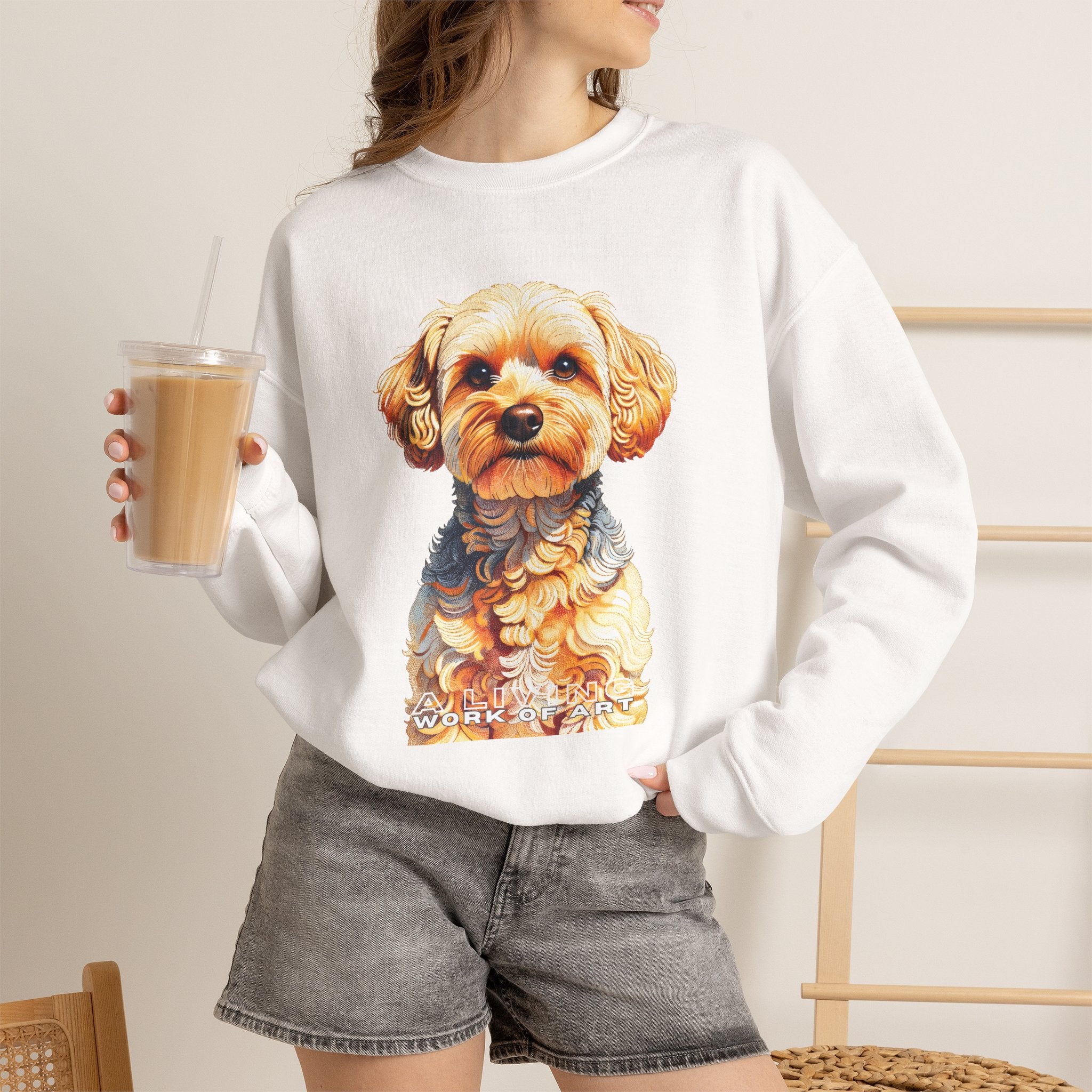 Yorkipoo Sweatshirt | Living Work of Art Collection | Pointillism Style