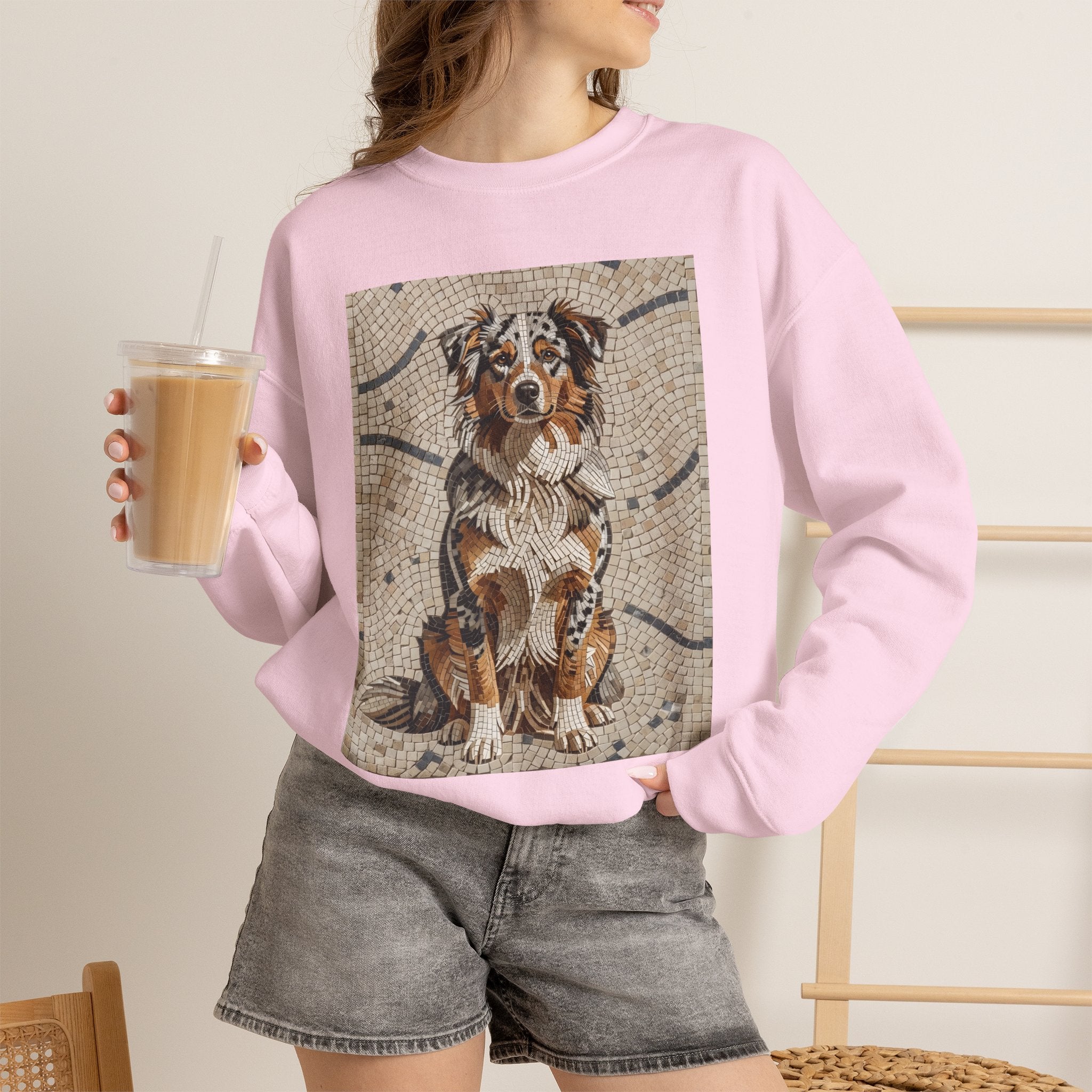 Australian Shepherd Sweatshirt | Living Work of Art Collection | Mosaic Style
