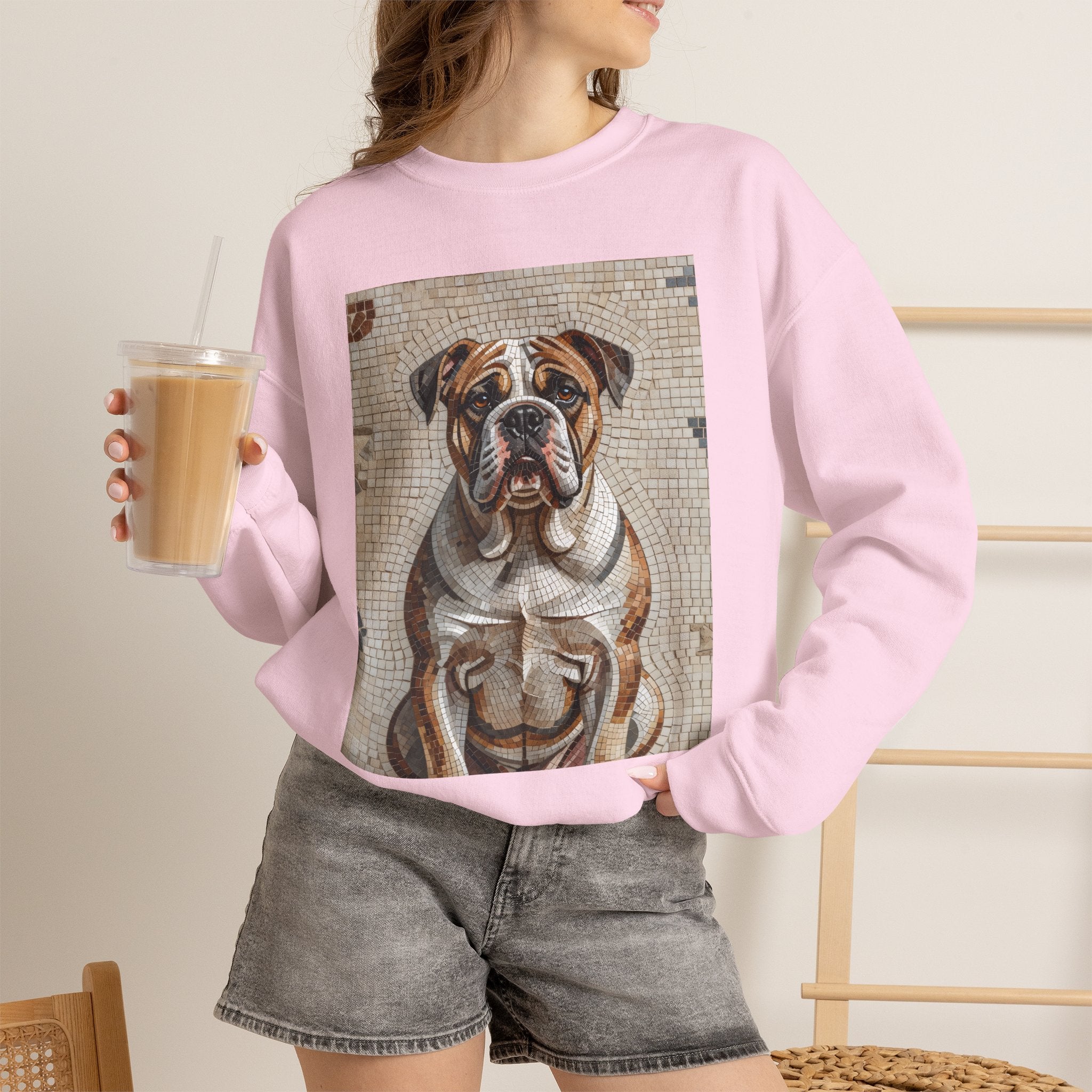 Bulldog Sweatshirt | Living Work of Art Collection | Mosaic Style