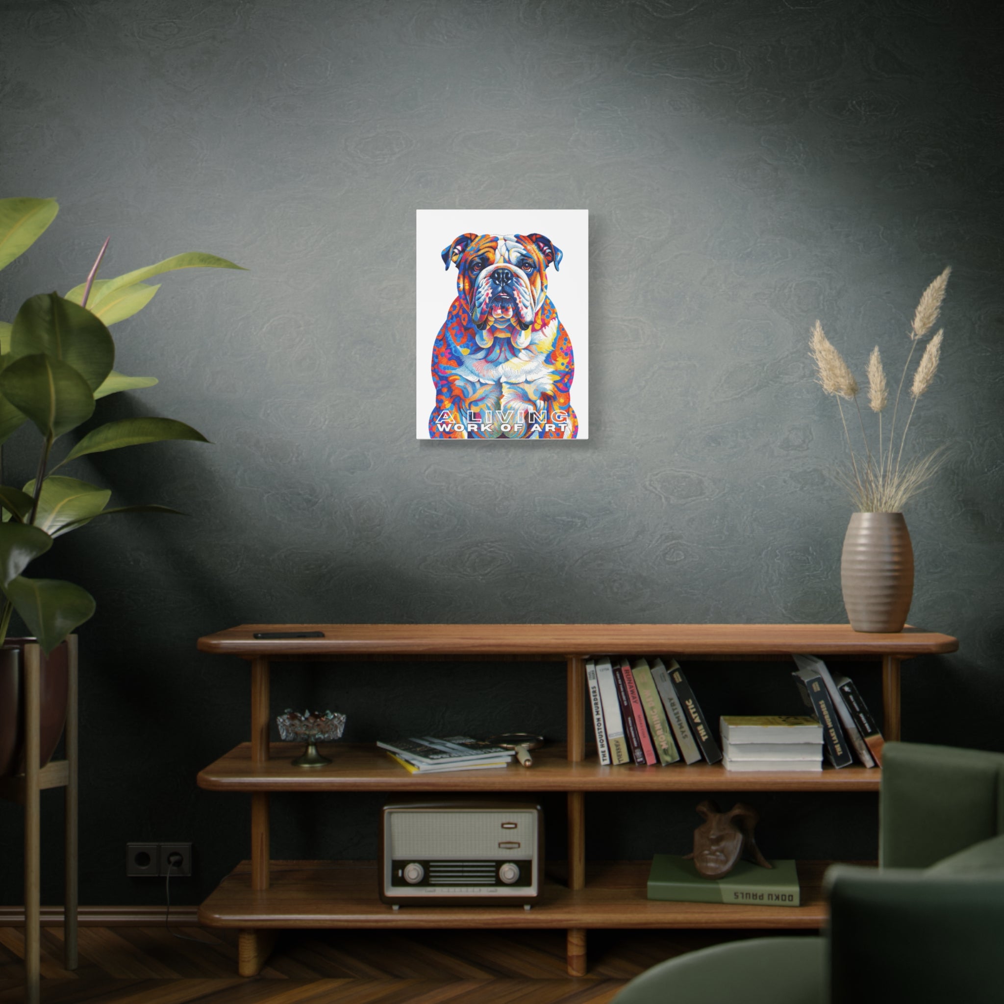 Bulldog Canvas Wall Art | Living Work of Art Collection | Pointillism Style Print