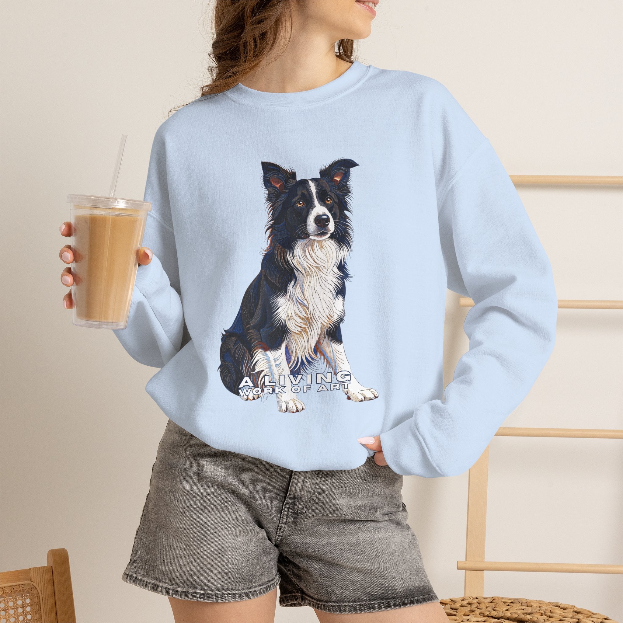 Border Collie Sweatshirt | Living Work of Art Collection | Pointillism Style